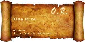 Olsa Riza névjegykártya